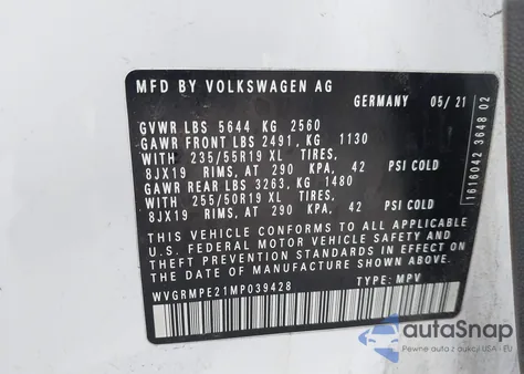 2021 Volkswagen Id.4 Pro from USA, damaged, VIN WVGRMPE21MP039428